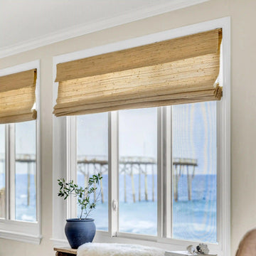 Natural Ramie Bamboo Woven Shades for Coastal Living Room
