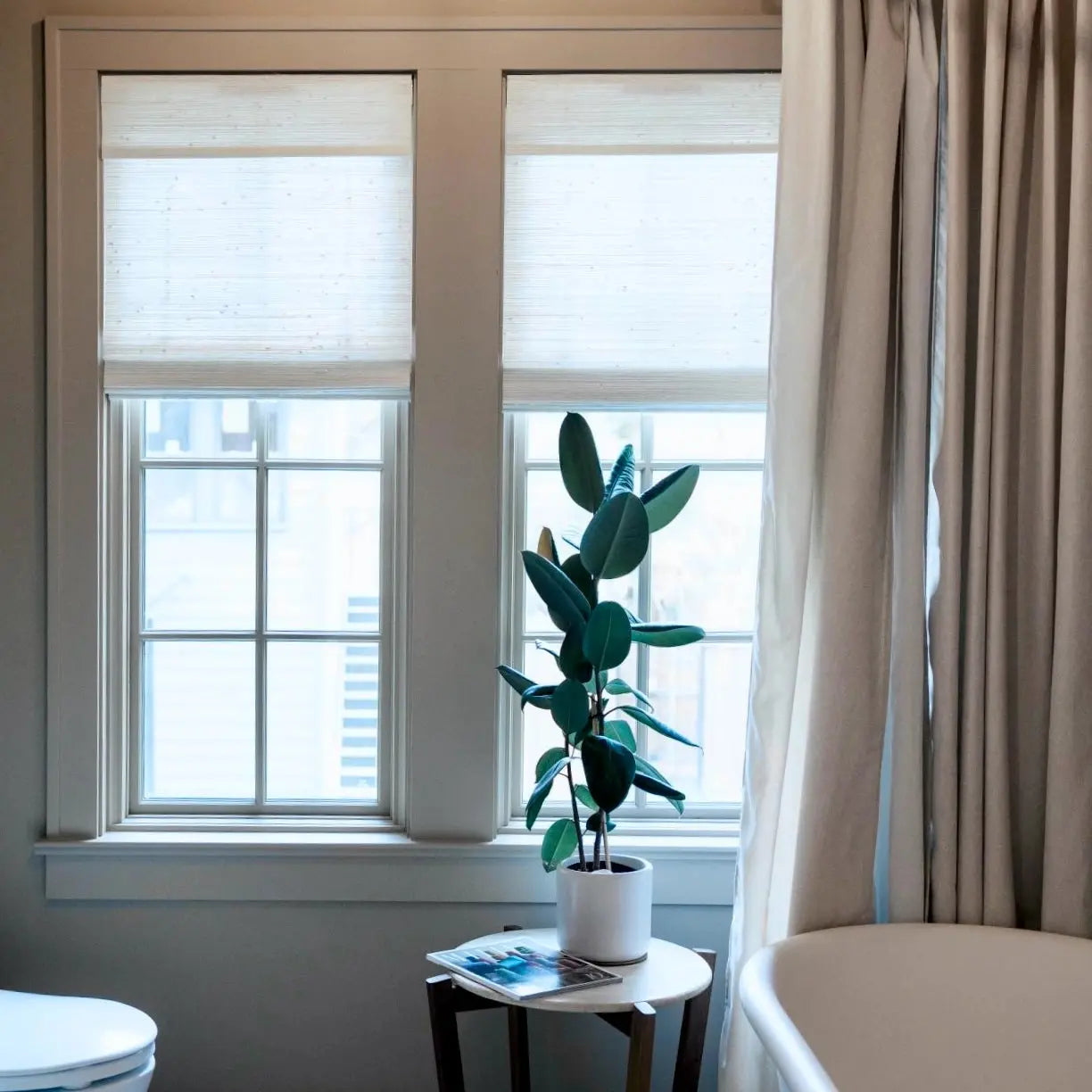 Lay Natural Ramie Bamboo Woven Shade - Rattan White- -TWOPAGES CURTAINS