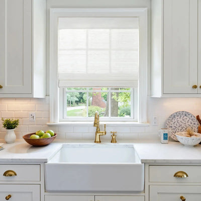 Natural Ramie Bamboo Woven Shade - Rattan White -TWOPAGES CURTAINS