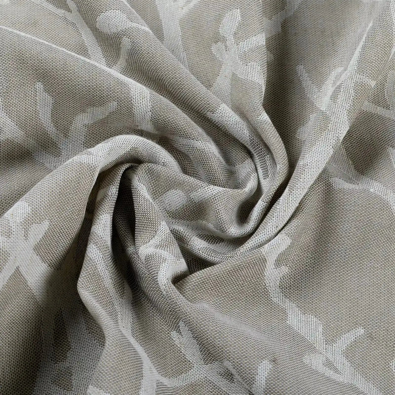 Freya Linen Semi Sheer Jacquard Curtains Pleated -TWOPAGES