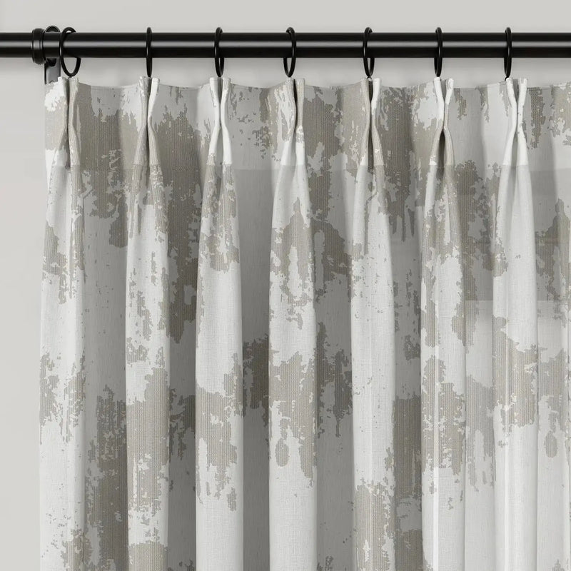Freya Linen Semi Sheer Jacquard Curtains Pleated -TWOPAGES