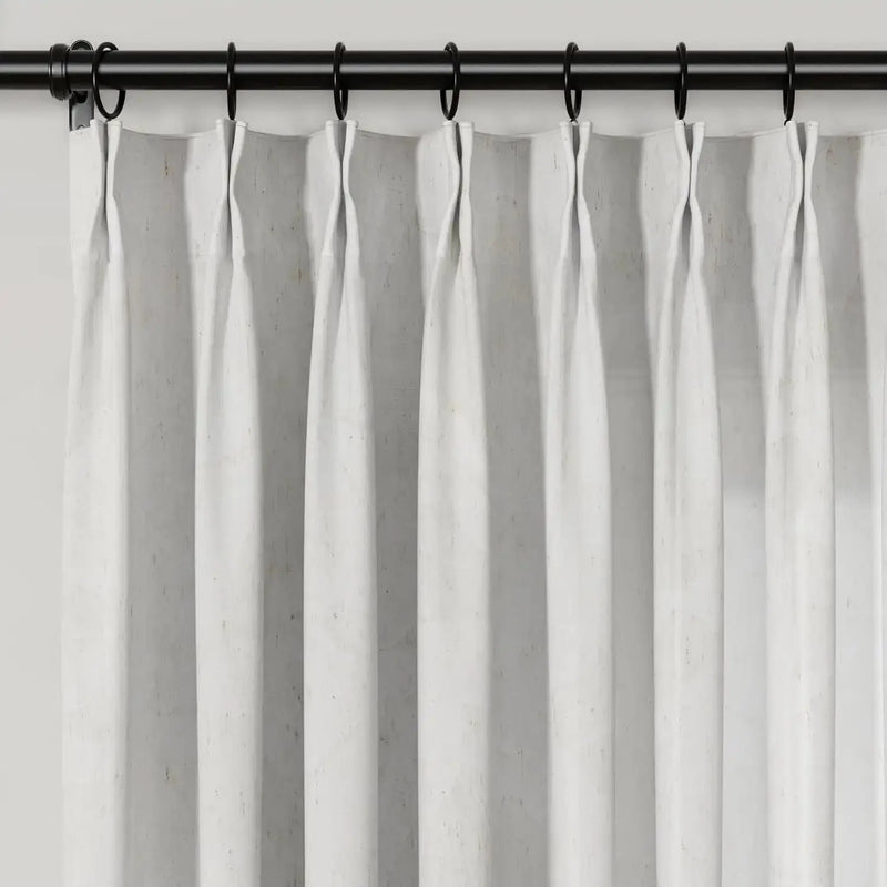 Freya Linen Semi Sheer Jacquard Curtains Pleated -TWOPAGES
