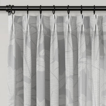 Freya Linen Semi Sheer Jacquard Curtains Pleated -TWOPAGES