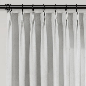 Freya Linen Semi Sheer Jacquard Curtains Pleated -TWOPAGES
