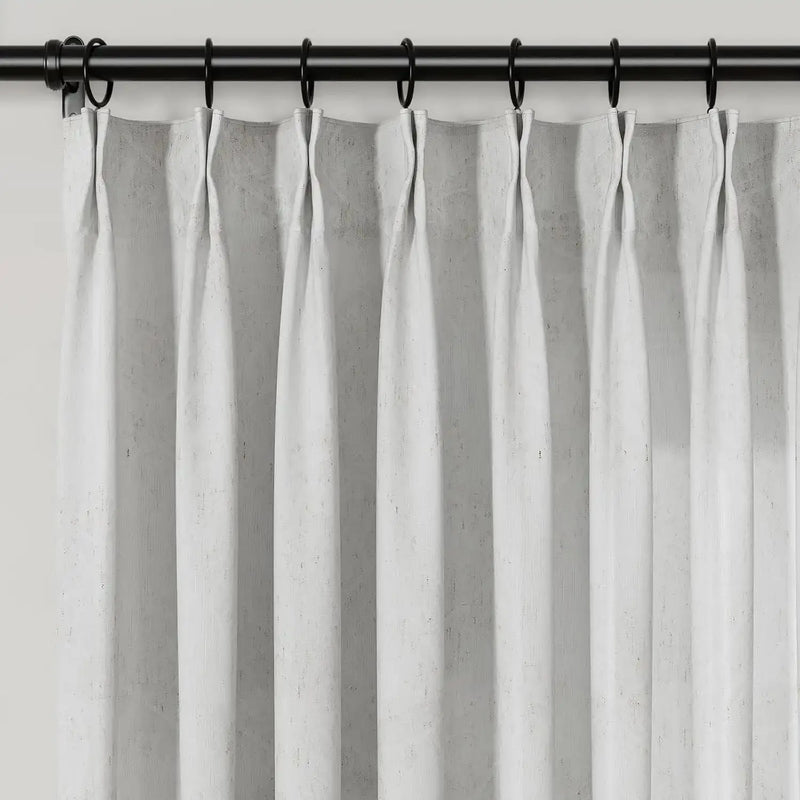 Freya Linen Semi Sheer Jacquard Curtains Pleated -TWOPAGES