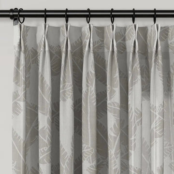 Freya Linen Semi Sheer Jacquard Curtains Pleated -TWOPAGES