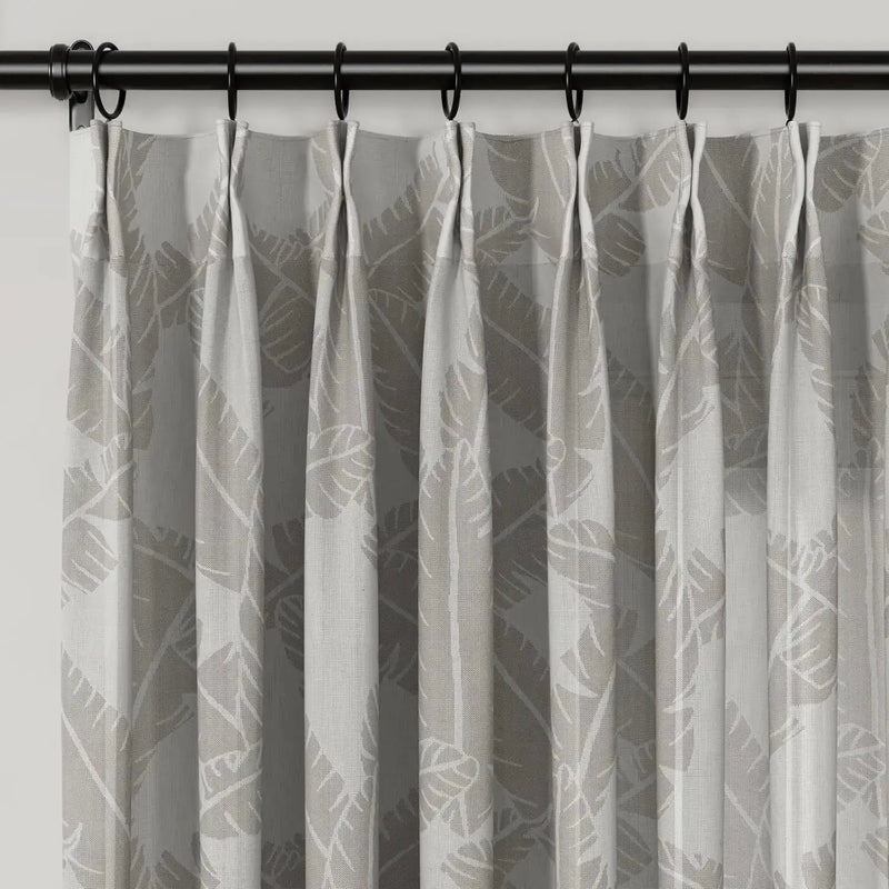Freya Linen Semi Sheer Jacquard Curtains Pleated -TWOPAGES