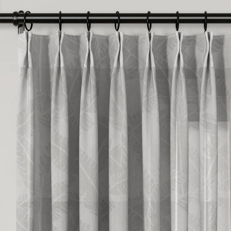 Freya Linen Semi Sheer Jacquard Curtains Pleated -TWOPAGES