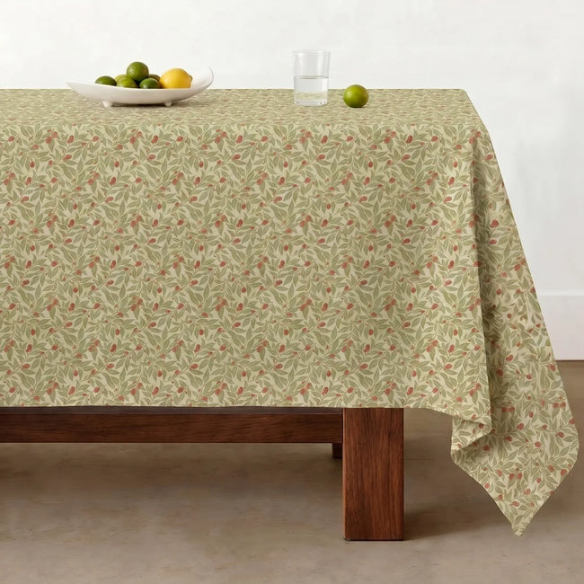 Sabrina Ramkhelawan Print Cotton Tablecloth in Sage Clay - TWOPAGES