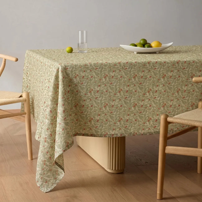 Sabrina Ramkhelawan Print Cotton Tablecloth in Sage Clay - TWOPAGES