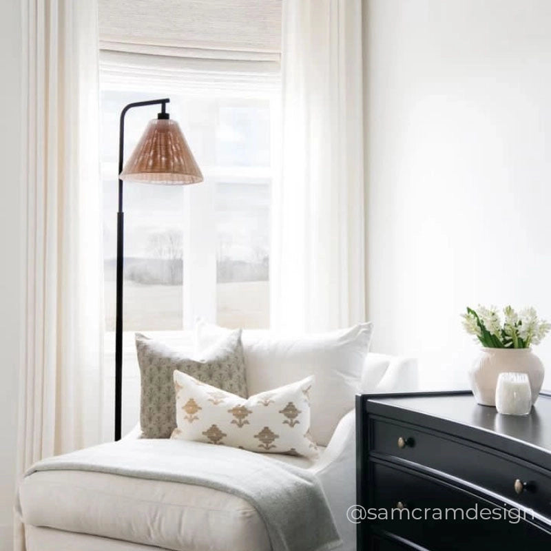 Liz Beige White Linen Tailor Pleated Drape