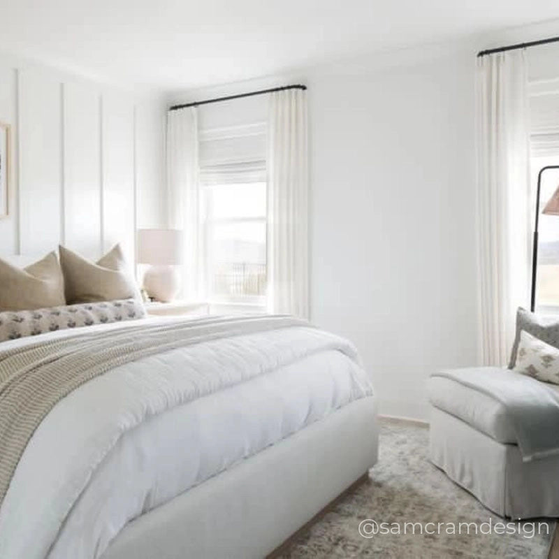 Liz Beige White Tailor Pleated Linen Drape