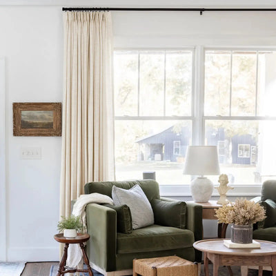 Liz Linen Ready Made Privacy Curtains Pinch Pleat Unlined -TWOPAGES