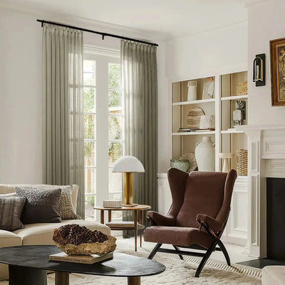 Flynn Airy Lightweight Sheer Curtain Pleated -TWOPAGES