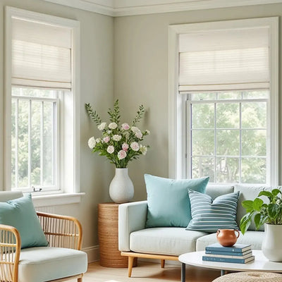 Natural Flax Bamboo Woven Shade - Sandstone -TWOPAGES CURTAINS