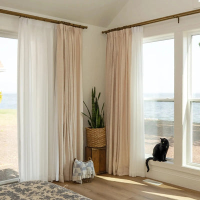 Bella Scratch Resistant Pet-Friendly Sheer Curtain Pleated -TWOPAGES CURTAINS