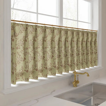 Sara Le Print Linen Pleated Cafe Curtains -TWOPAGES