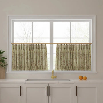 Sara Le Print Linen Pleated Cafe Curtains -TWOPAGES