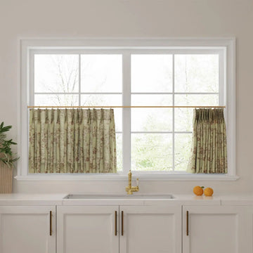 Sara Le Print Linen Pleated Cafe Curtains -TWOPAGES