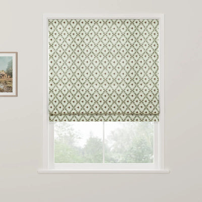 Britt Bengoechea Floral Print Linen Cotton Roman Shade Cordless