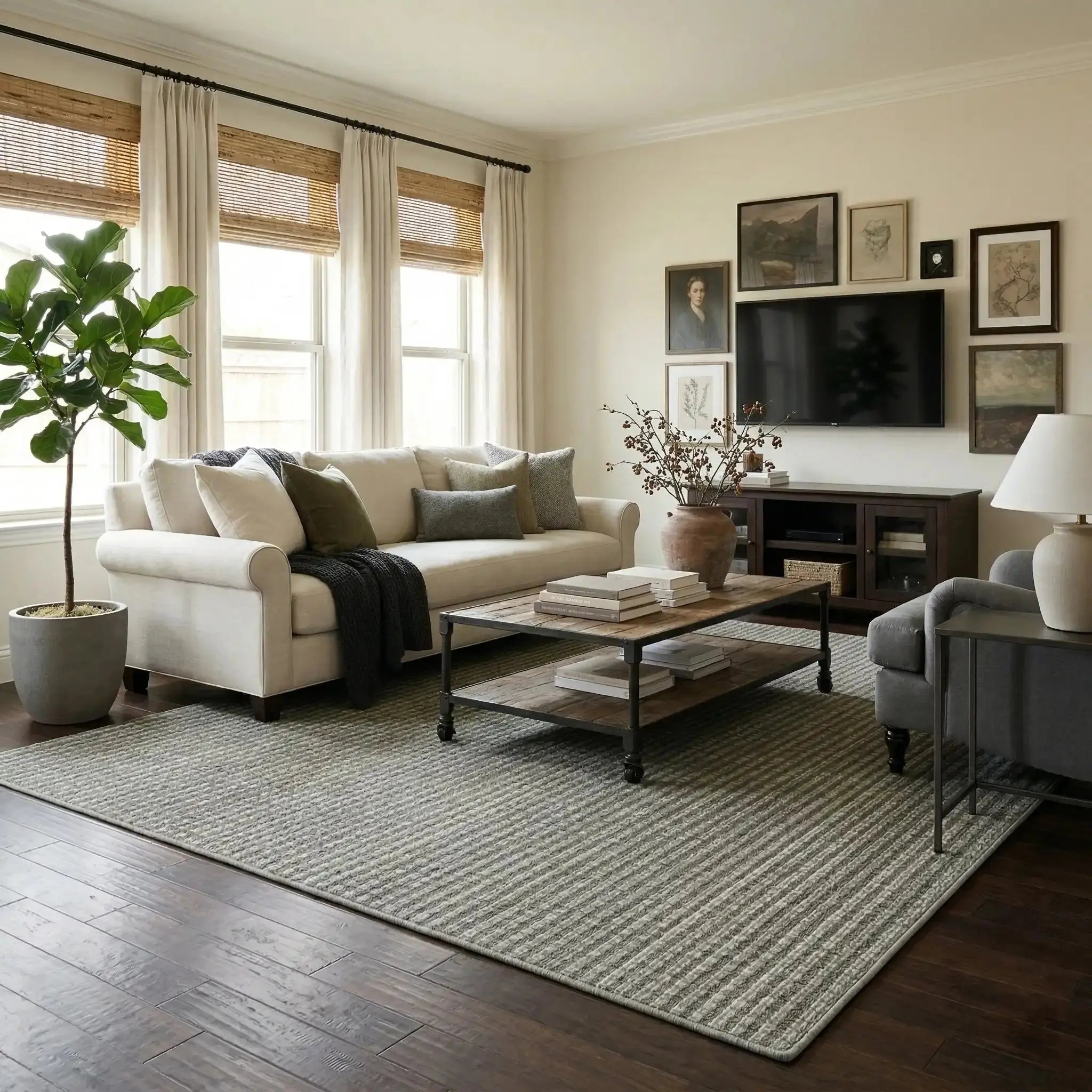 Lucia Textured Striped Wool Rug- -TWOPAGES