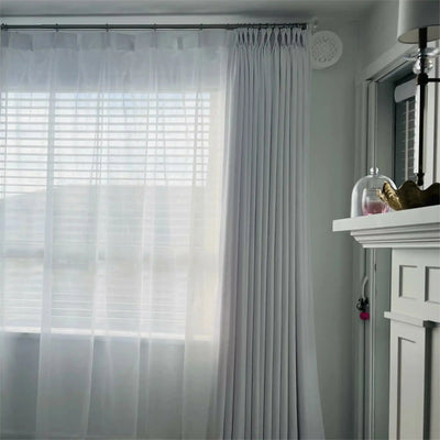 Florida Slub white Pinch Pleated Sheer Curtain