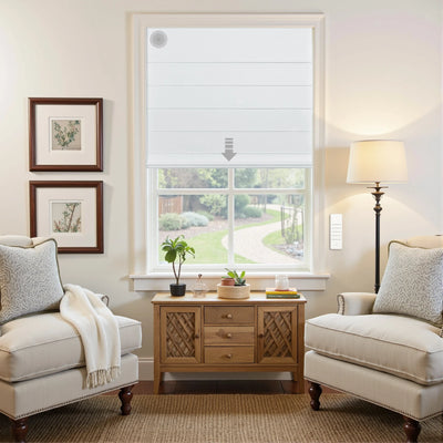 Alvin Motorized Waterproof Blackout Roman Shade -TWOPAGES