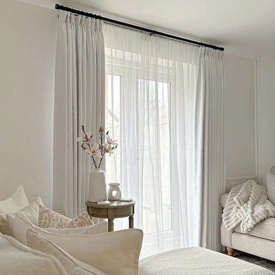 Liz Linen Ready Made Privacy Curtains Pinch Pleat Unlined -TWOPAGES
