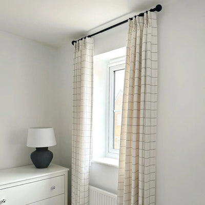 Stefana Silber Print Linen Blend Curtain Drapery Pleated -TWOPAGES
