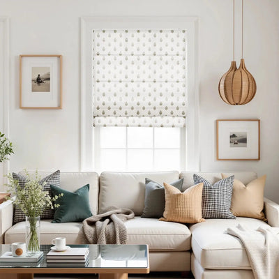 Stefana Silber Printed Cordless Roman Shade -TWOPAGES
