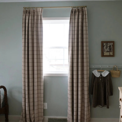 Stefana Silber Print Linen Blend Curtain Drapery Pleated -TWOPAGES