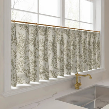 Sara Le Print Linen Pleated Cafe Curtains -TWOPAGES
