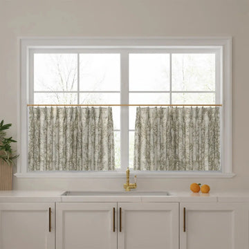 Sara Le Print Linen Pleated Cafe Curtains -TWOPAGES