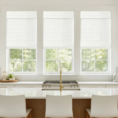 Sybil Bamboo Roman Shade - Beige White -TWOPAGES CURTAINS