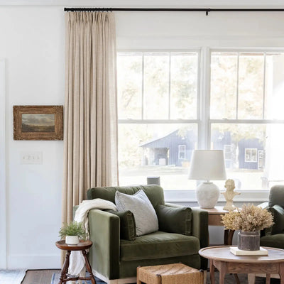 Liz Linen Ready Made Privacy Curtains Pinch Pleat Unlined -TWOPAGES