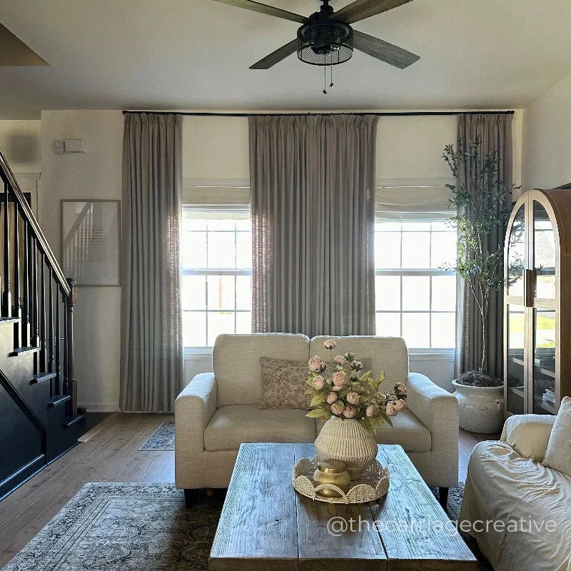 Liz Burlywood Birch Linen Pinch Pleated Drape