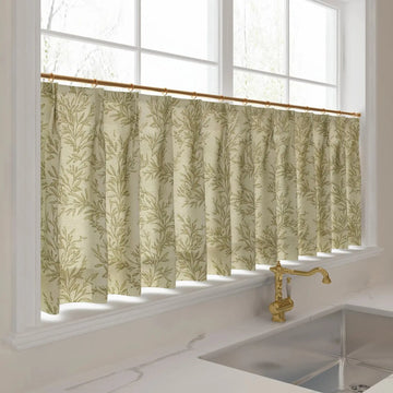 Sara Le Print Linen Pleated Cafe Curtains -TWOPAGES