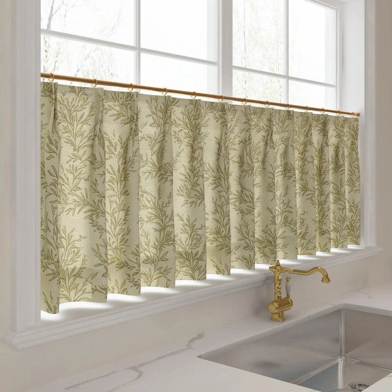 Sara Le Print Linen Pleated Cafe Curtains -TWOPAGES
