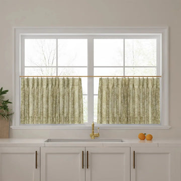 Sara Le Print Linen Pleated Cafe Curtains -TWOPAGES