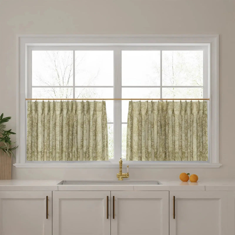 Sara Le Print Linen Pleated Cafe Curtains -TWOPAGES