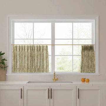 Sara Le Print Linen Pleated Cafe Curtains -TWOPAGES
