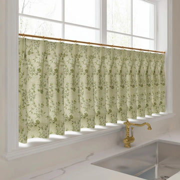 Sara Le Print Linen Pleated Cafe Curtains -TWOPAGES
