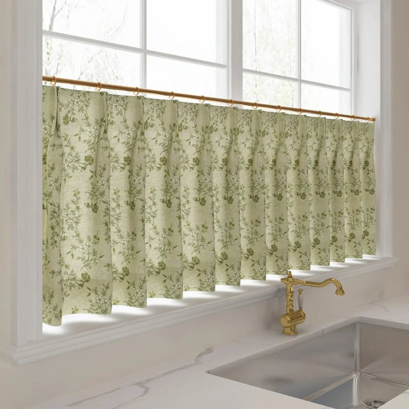 Sara Le Print Linen Pleated Cafe Curtains -TWOPAGES