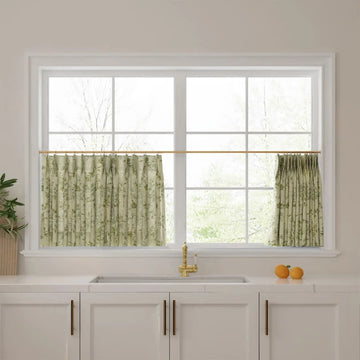 Sara Le Print Linen Pleated Cafe Curtains -TWOPAGES
