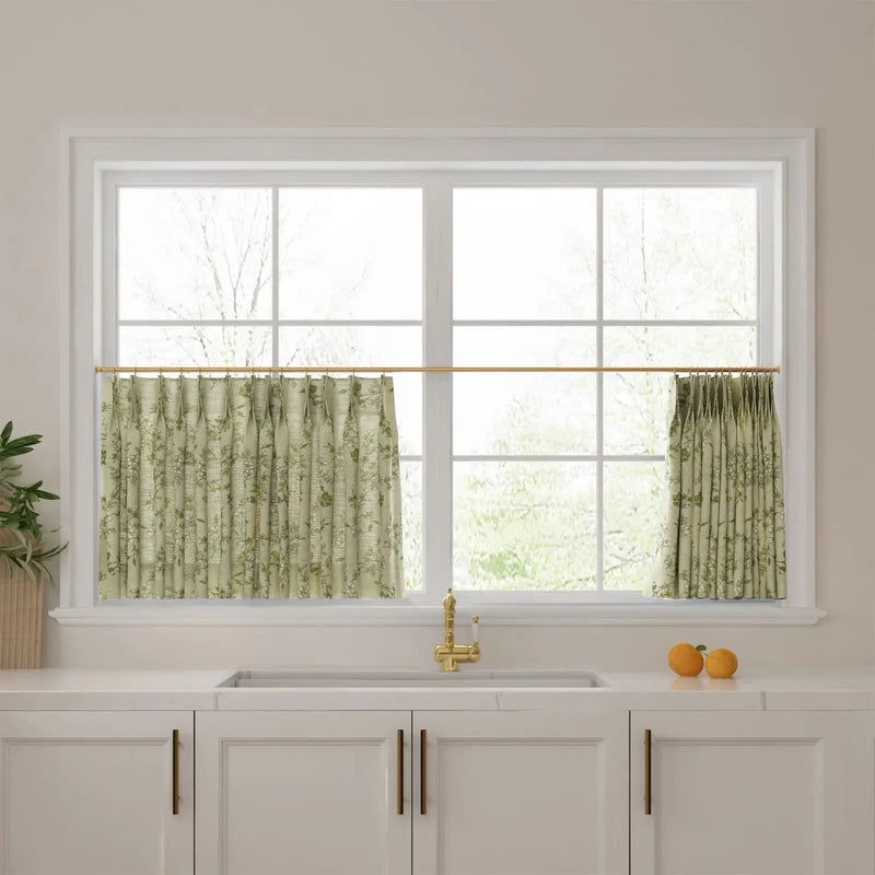 Sara Le Print Linen Pleated Cafe Curtains -TWOPAGES