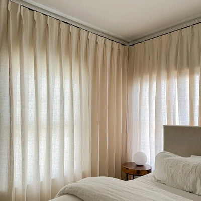 Patti Premium Belgian Linen Flax Curtain Pleated -TWOPAGES
