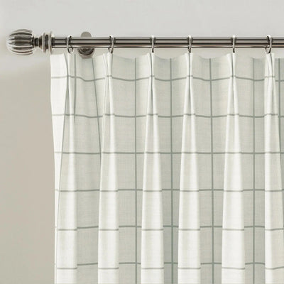 Stefana Silber Print Linen Blend Curtain Drapery Pleated -TWOPAGES