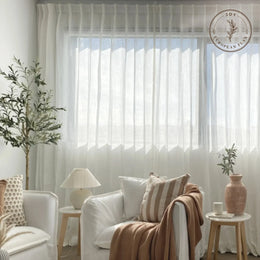 Joy 100% European Flax Linen Sheer Curtain Pleated -TWOPAGES