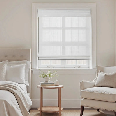 Sybil Bamboo Roman Shade - White -TWOPAGES CURTAINS