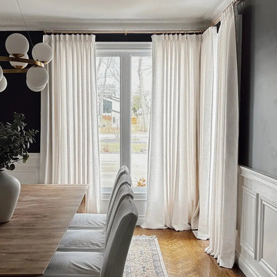 Lydia Brick Jacquard Curtain Pleated -TWOPAGES